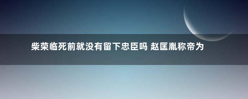 柴荣临死前就没有留下忠臣吗 赵匡胤称帝为何如此轻松